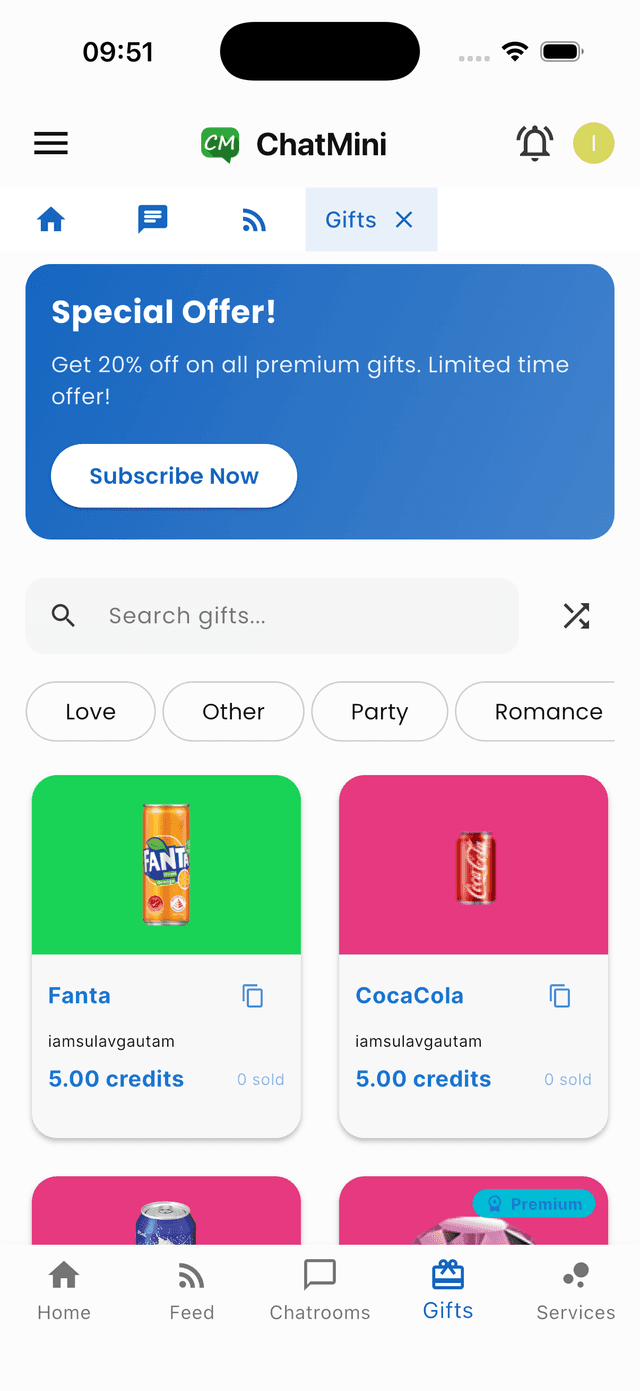 ChatMini Gifts - Send gifts and rewards to friends